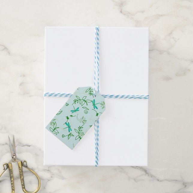 Dragonflies and Flowers Gift Tags (With Twine)