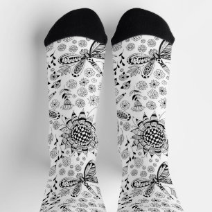 Dragonflies and flowers socks