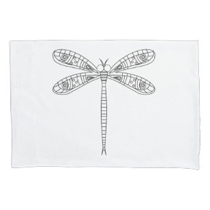 Dragonflies and Lilies Fabric Painting Pillowcase