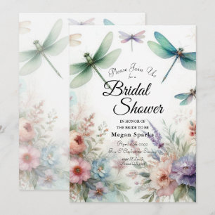 Dragonflies and Pastel Florals Bridal Shower Invitation