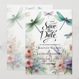 Dragonflies and Pastel Florals Save the Date