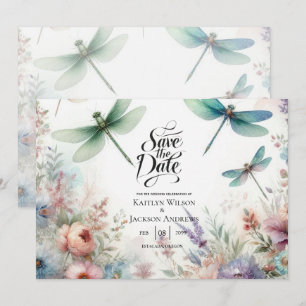 Dragonflies and Pastel Florals Save the Date