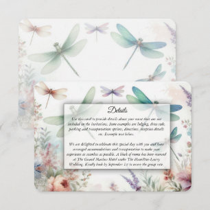 Dragonflies and Pastel Florals Wedding Enclosure Card