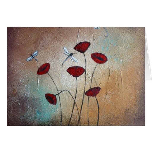 Image of Dragonflies and Poppies