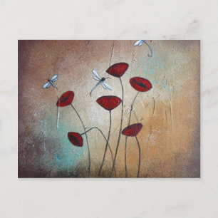 Dragonflies and Poppies Postcard
