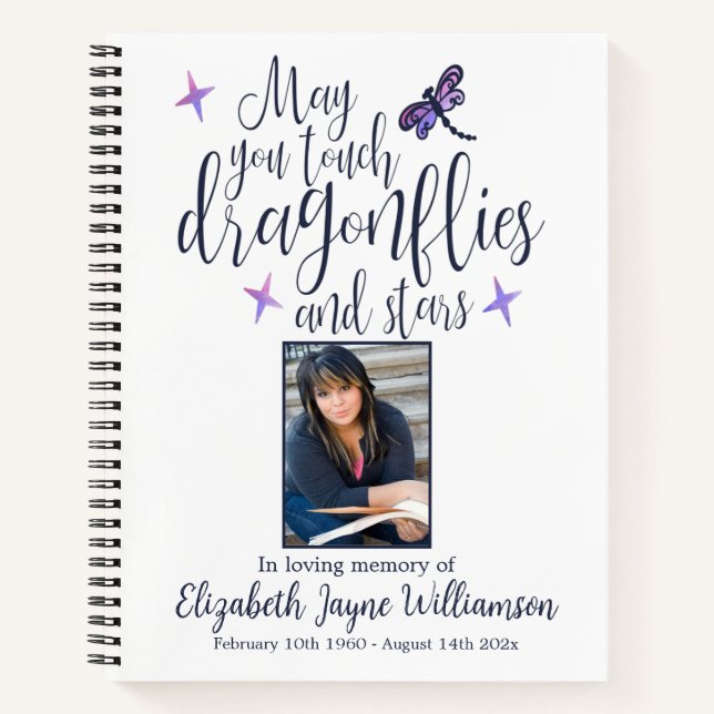 Dragonflies and Stars Funeral Memorial Guest Book (Front)