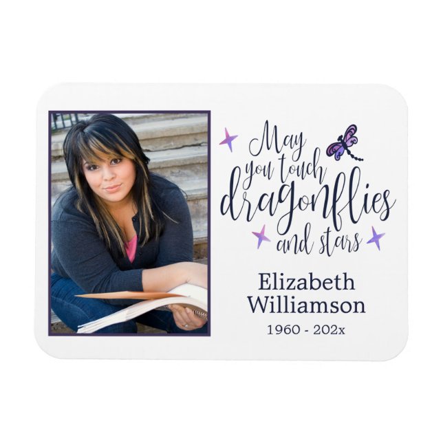 Dragonflies And Stars Photo Memorial Magnet (Horizontal)