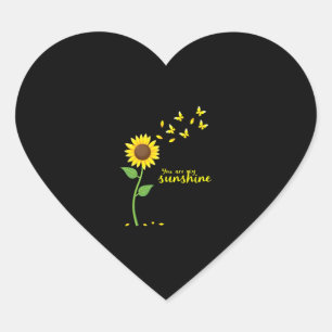 Dragonflies and Sunflower You Are My Sunshine (1) Heart Sticker