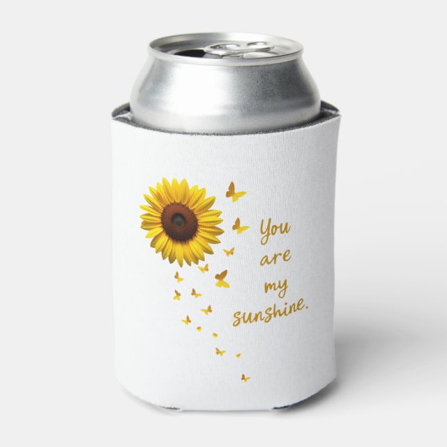 Dragonflies and Sunflower You Are My Sunshine Can Cooler (Can Front)