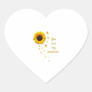 Dragonflies and Sunflower You Are My Sunshine Heart Sticker