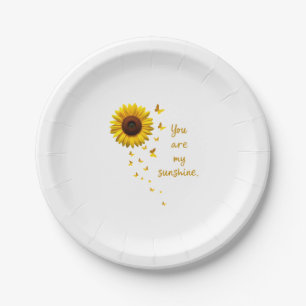 Dragonflies and Sunflower You Are My Sunshine Paper Plate
