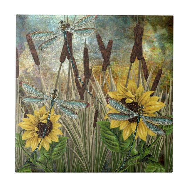 DRAGONFLIES AND SUNFLOWERS.jpg Tile (Front)