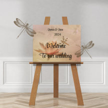 Dragonflies and Waterlily  Wedding Welcome Sign