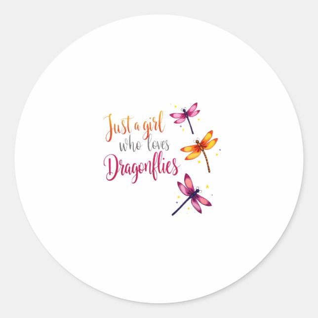 Dragonflies Animals Women Gift Idea Dragonfly (2) Classic Round Sticker (Front)