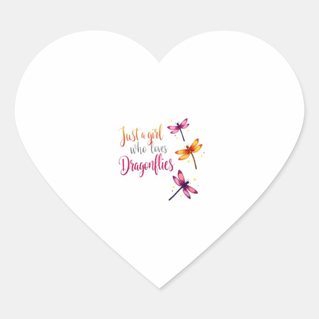 Dragonflies Animals Women Gift Idea Dragonfly (2) Heart Sticker (Front)