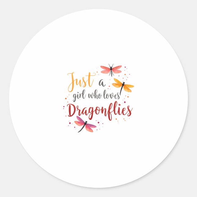 Dragonflies Animals Women Gift Idea Dragonfly (3) Classic Round Sticker (Front)