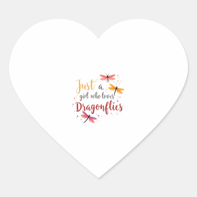 Dragonflies Animals Women Gift Idea Dragonfly (3) Heart Sticker (Front)