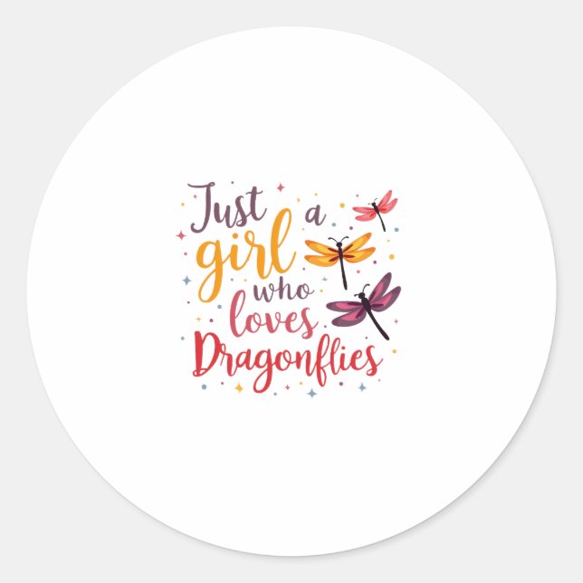 Dragonflies Animals Women Gift Idea Dragonfly (4) Classic Round Sticker (Front)