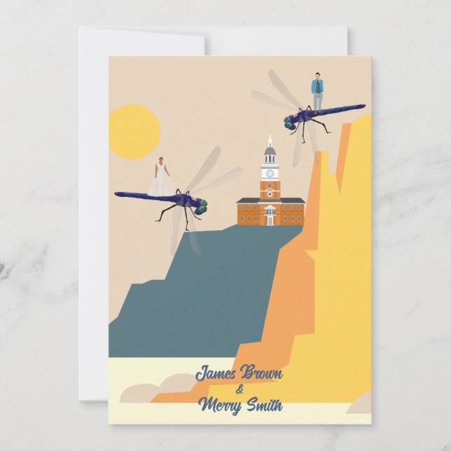 Dragonflies as Planes Cliff Castle Wedding Invitation (Front)
