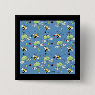 Dragonflies, Bees and Ladybugs Collage 15 Cm Square Badge