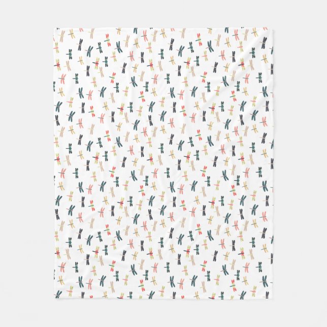 Dragonflies by Origami Prints Fleece Blanket (Front)