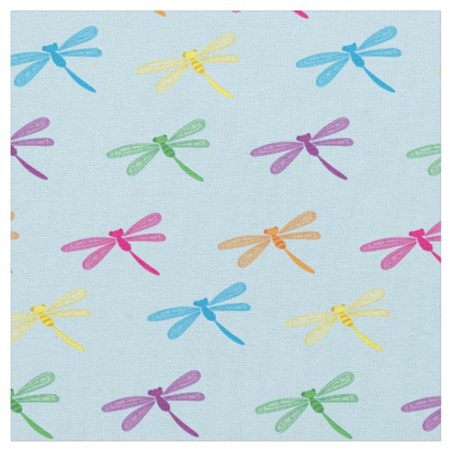 Dragonflies Colourful Dragonfly Rainbow Fabric (Close Up)