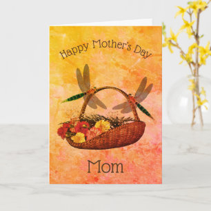 Dragonflies Flower Basket Art Mother's Day Card