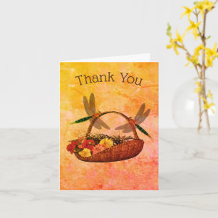 Dragonflies Flower Basket Art Thank You Card