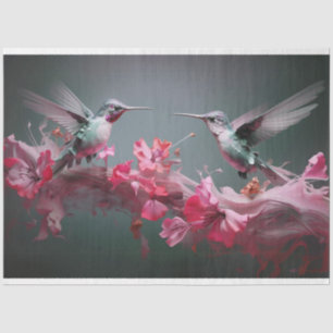 Dragonflies fluttering over peach flower decoupage tissue paper