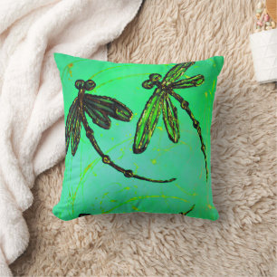 Dragonflies Gorgeous Green & Turquoise Twist Cushion