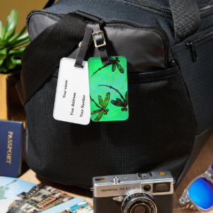 Dragonflies Gorgeous Green & Turquoise Twist Luggage Tag