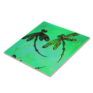 Dragonflies Gorgeous Green & Turquoise Twist Tile