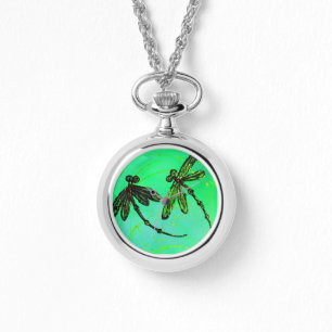 Dragonflies Gorgeous Green & Turquoise Twist Watch