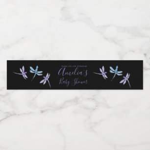 Dragonflies Hand Painted Baby Shower    Water Bottle Label