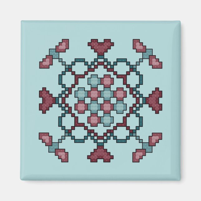 Dragonflies, Hearts and Circles Cross Stitch Patte Magnet (Front)