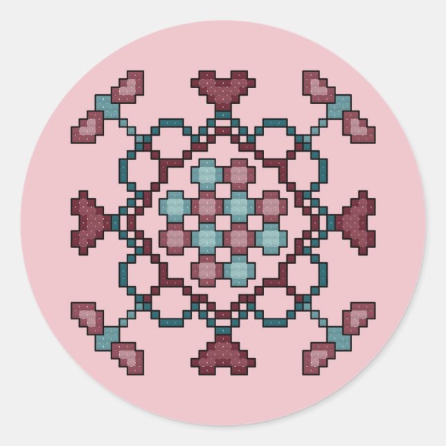 Dragonflies, Hearts & Circles Cross Stitch Sticker (Front)