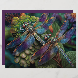 Dragonflies in a Colourful Garden Scrapbook Paper