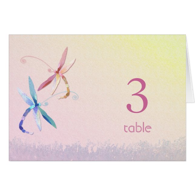 Dragonflies in Love Wedding Table Number Card (Front Horizontal)