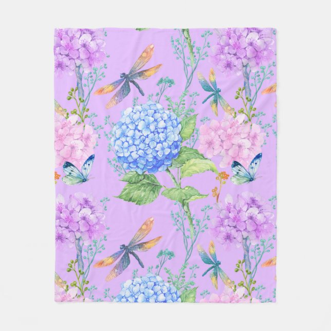 Dragonflies In The Garden Fleece Blanket (Front)