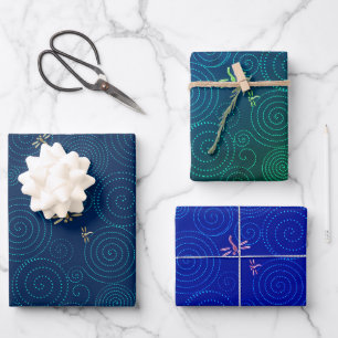 dragonflies in the rain wrapping paper sheets