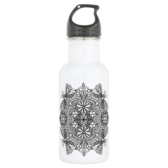 Dragonflies Mandala Black Tribal  532 Ml Water Bottle (Front)