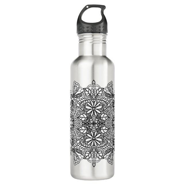 Dragonflies Mandala Black Tribal 710 Ml Water Bottle (Front)