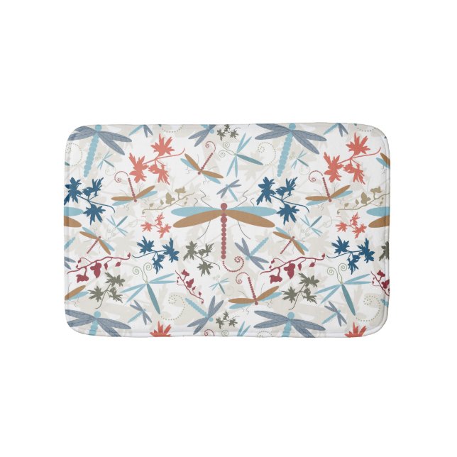 Dragonflies Multi Coloured Pattern Bath Mat (Front)
