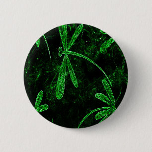 Dragonflies Neon Green 6 Cm Round Badge