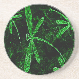 Dragonflies Neon Green Coaster