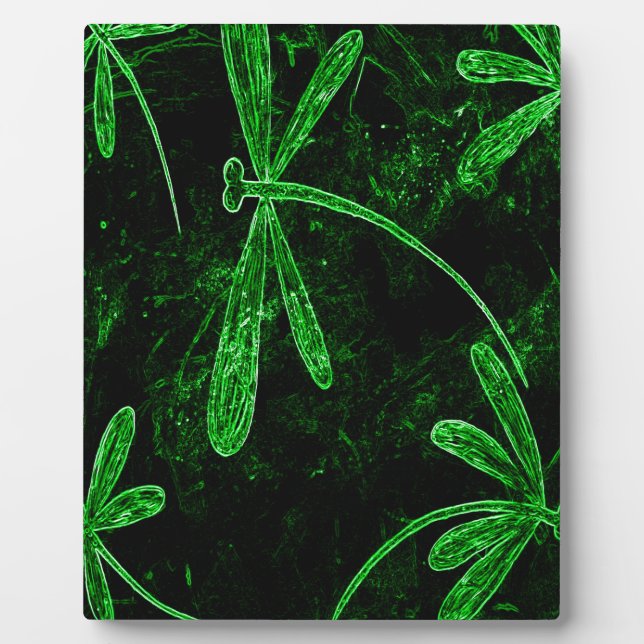 Dragonflies Neon Green Plaque (Front)
