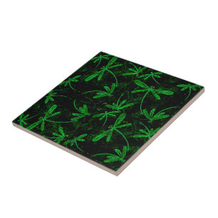 Dragonflies Neon Green Tile