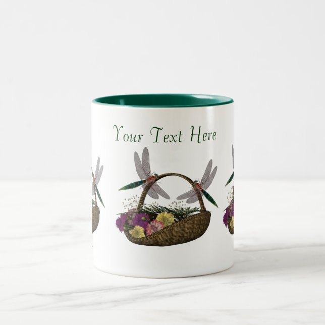 Dragonflies On Flower Basket Coffee Mug (Center)