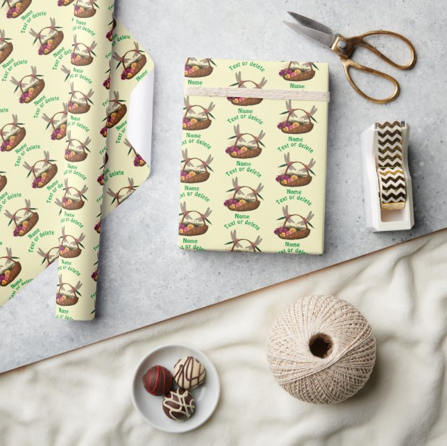 Dragonflies On Flower Basket Personalised Wrapping Paper (Crafts)