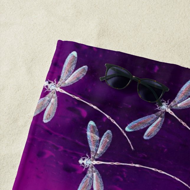 Dragonflies on water beach towel (In Situ)